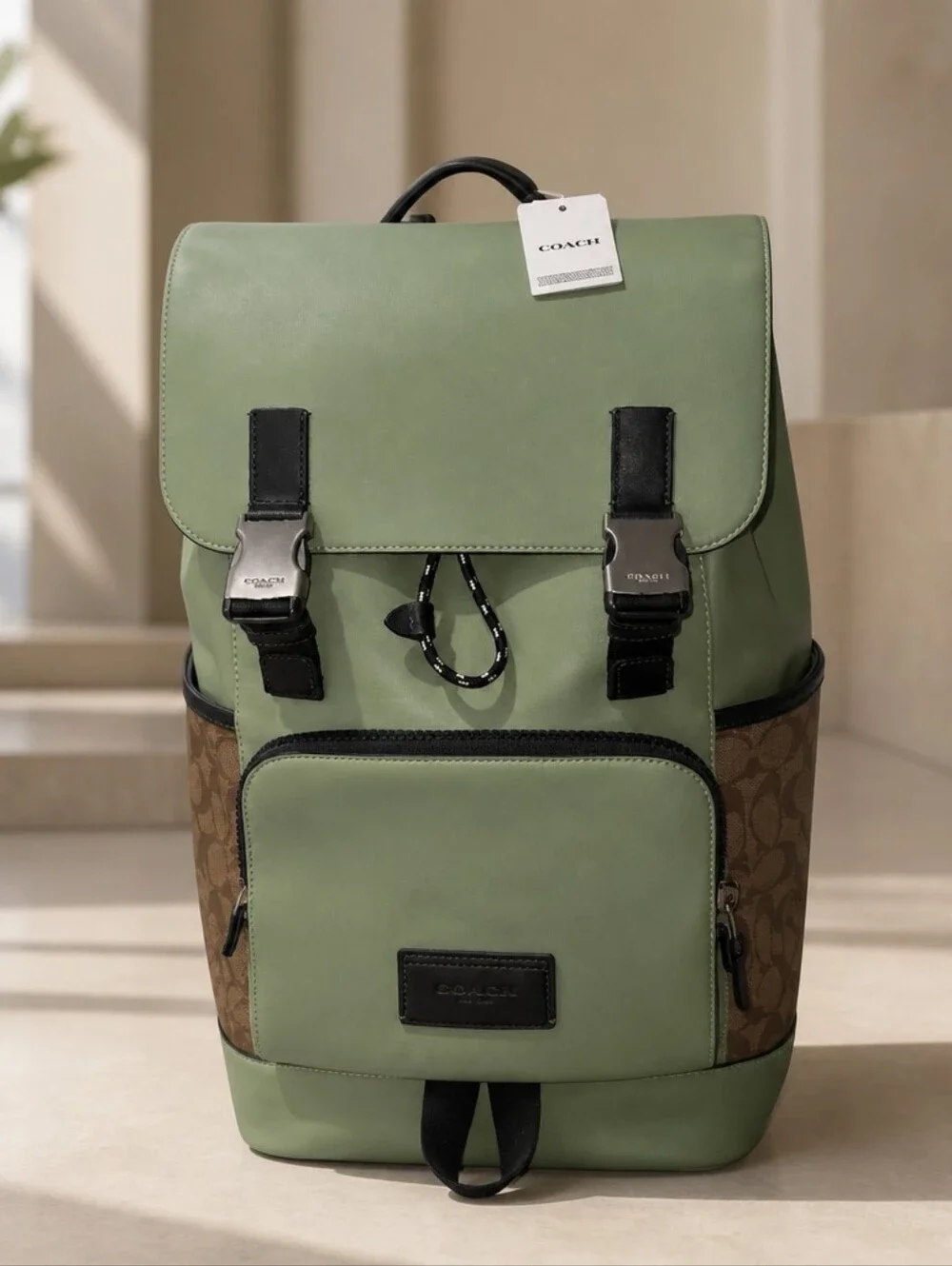 Coach Track Backpack in Colorblock Signature Canvas Sage Apple 2022 - 2024